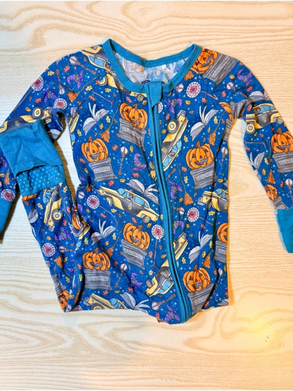 Bamboo Bliss Teal & Orange Halloweentown Zippy Pajamas (6-12 months)